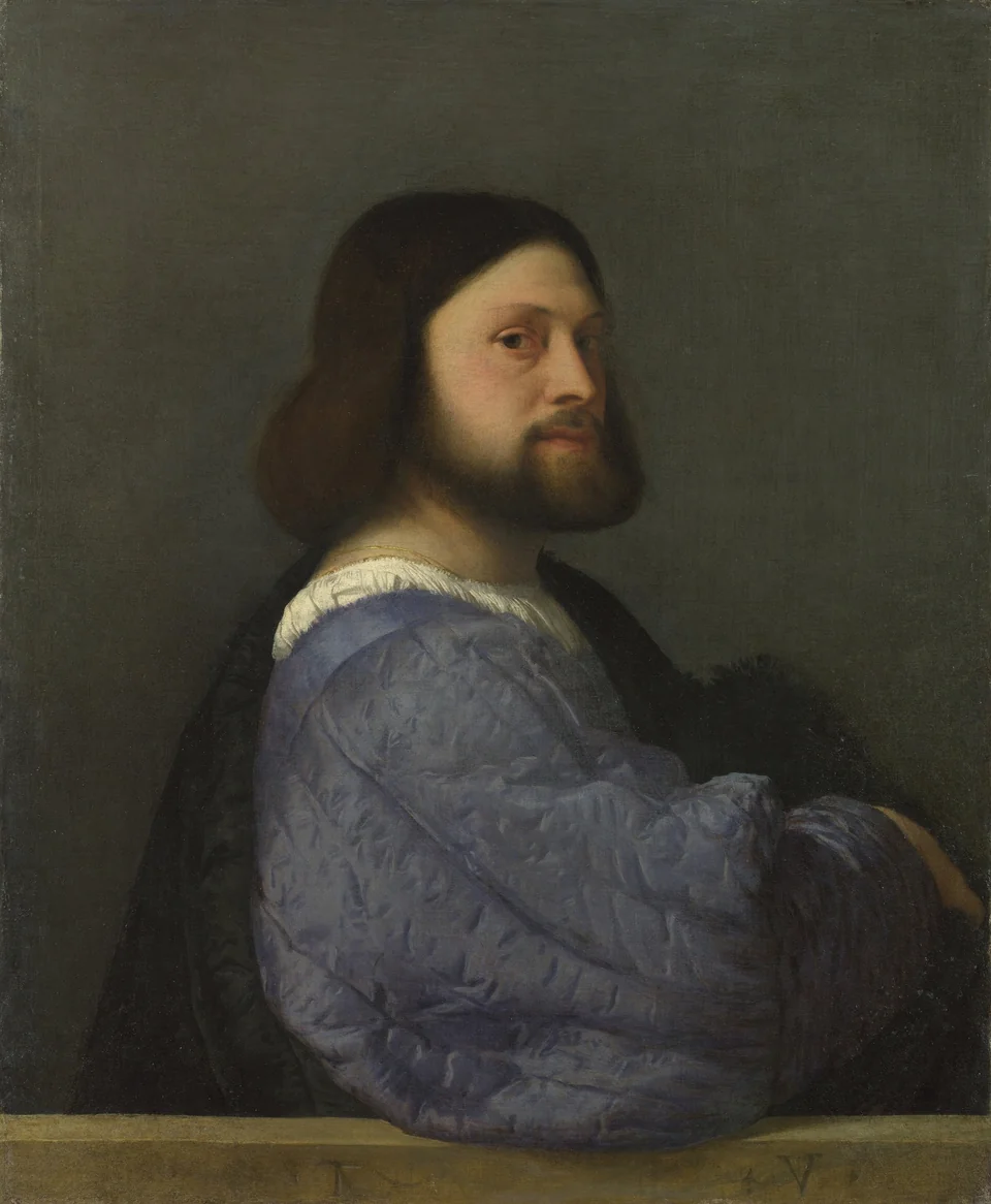 Retrato de hombre con manga acolchada, Tiziano